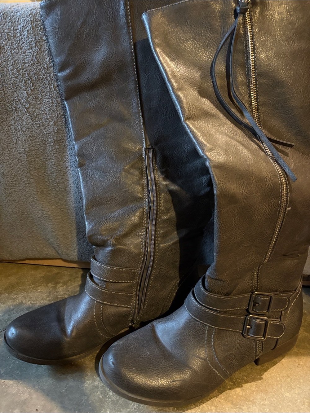 Over-the-Knee Black Buckle Boots for Women